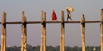 burma, myanmar, u-leg bridge