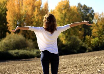 woman, field, happiness, thank you, terima kasih