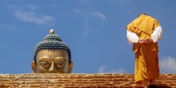 Man Wearing Orange and White Long-sleeved Shirt