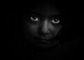 Grayscale Photography of Girl's Face dark
